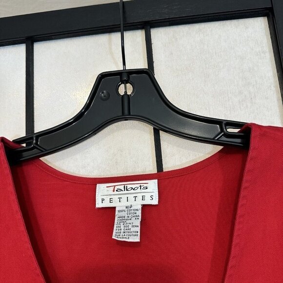 Vintage Talbots Red Button Down Overall Long Dress Size 16 Petite Pleated - Picture 3 of 6